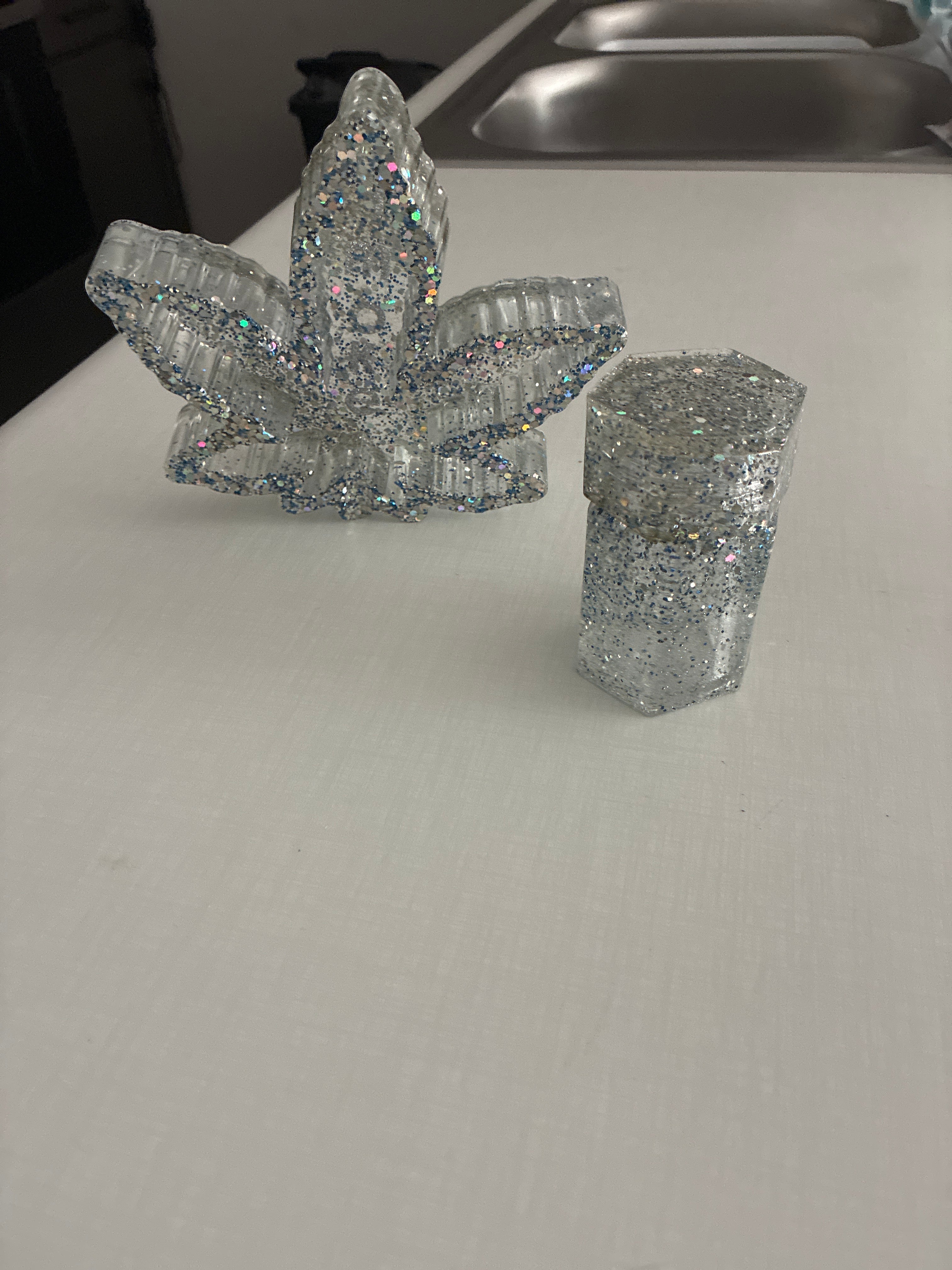 Mesmerizing glittery Deep Blue, silver & Confetti Ashtray